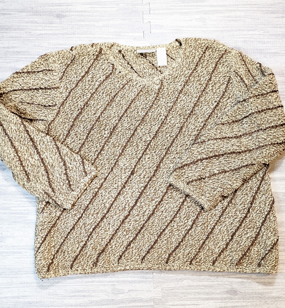 Vntg Liz Claiborne Oversized Knit Sweater Wool Blend, Ribbon Striped, Cozy Med - Picture 3 of 9